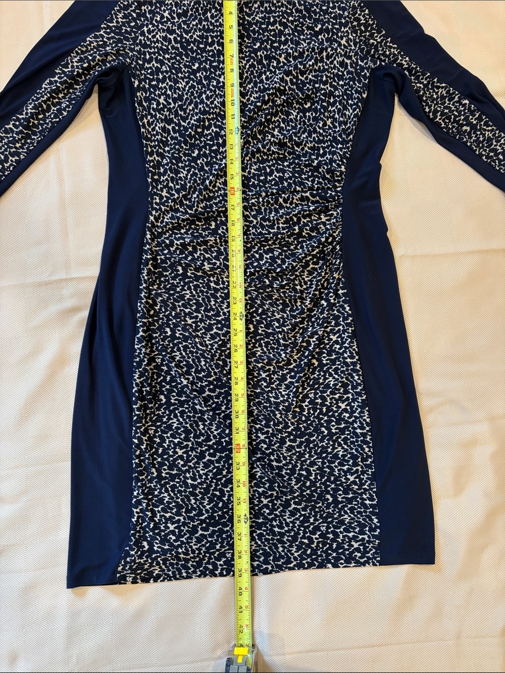 Lauren Ralph Lauren Navy and Cream Printed knee length Sheath Dress - Picture 4 of 6